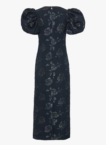 Fitted long dress with floral patterns ROTATE Blue